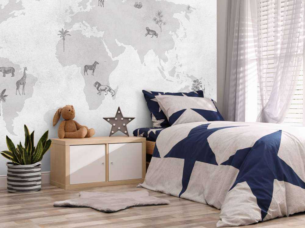 Verdenskart skisse grå